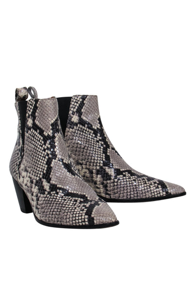 Current Boutique-M. Gemi - Grey & Black Snake Print Booties Sz 8