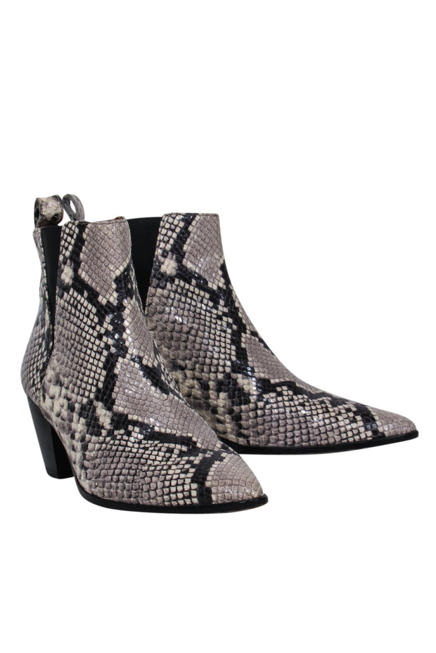 Current Boutique-M. Gemi - Grey & Black Snake Print Booties Sz 8