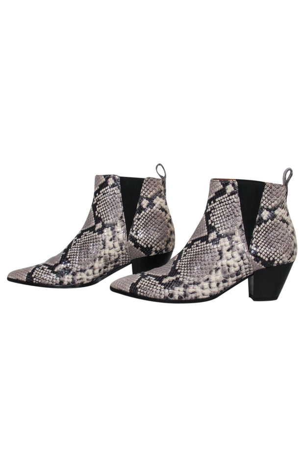 Current Boutique-M. Gemi - Grey & Black Snake Print Booties Sz 8