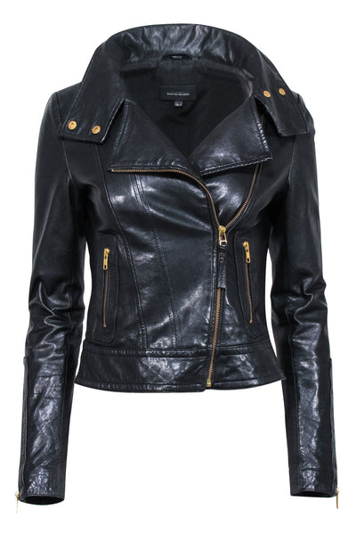 Current Boutique-Mackage x Aritzia - Black Leather Moto Jacket Sz XS
