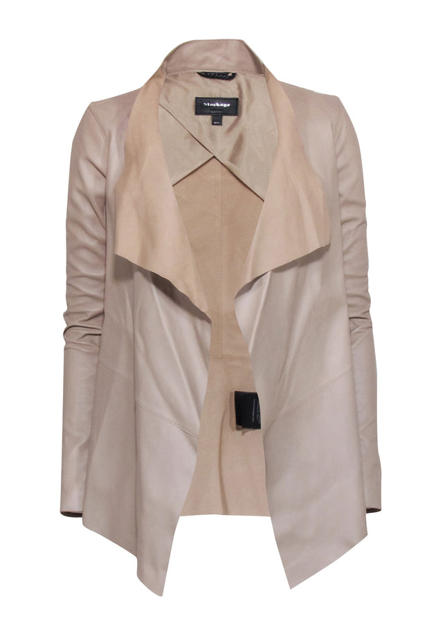 Current Boutique-Mackage - Tan Leather Open Front Leather Jacket Sz XS