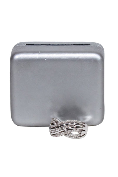 Current Boutique-Macy's - Sterling Silver Crossover Diamond Ring Sz 7
