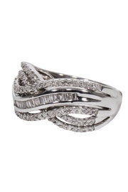 Current Boutique-Macy's - Sterling Silver Crossover Diamond Ring Sz 7