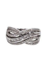 Current Boutique-Macy's - Sterling Silver Crossover Diamond Ring Sz 7