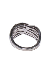 Current Boutique-Macy's - Sterling Silver Crossover Diamond Ring Sz 7