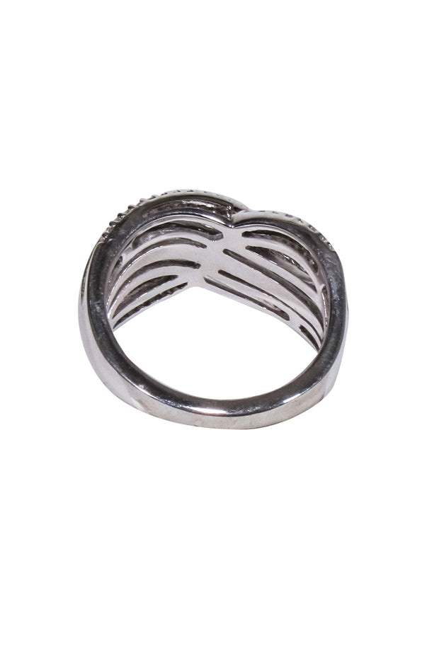 Current Boutique-Macy's - Sterling Silver Crossover Diamond Ring Sz 7