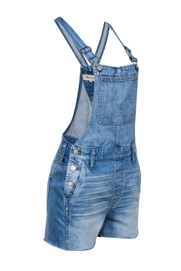 Current Boutique-Madewell - Light Wash Denim Raw Hem Overall Romper Sz XS