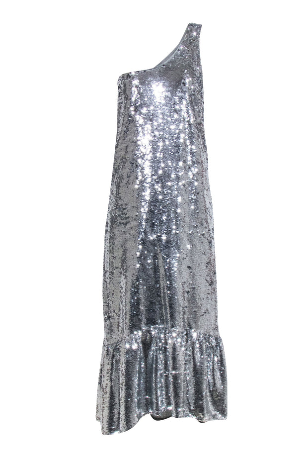 Current Boutique-Maeve - Silver Sequin One Shoulder Formal Dress Sz XS