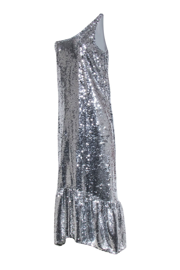 Current Boutique-Maeve - Silver Sequin One Shoulder Formal Dress Sz XS