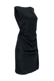 Current Boutique-Magaschoni - Black Silk Ruched Sleeveless Dress Sz 2