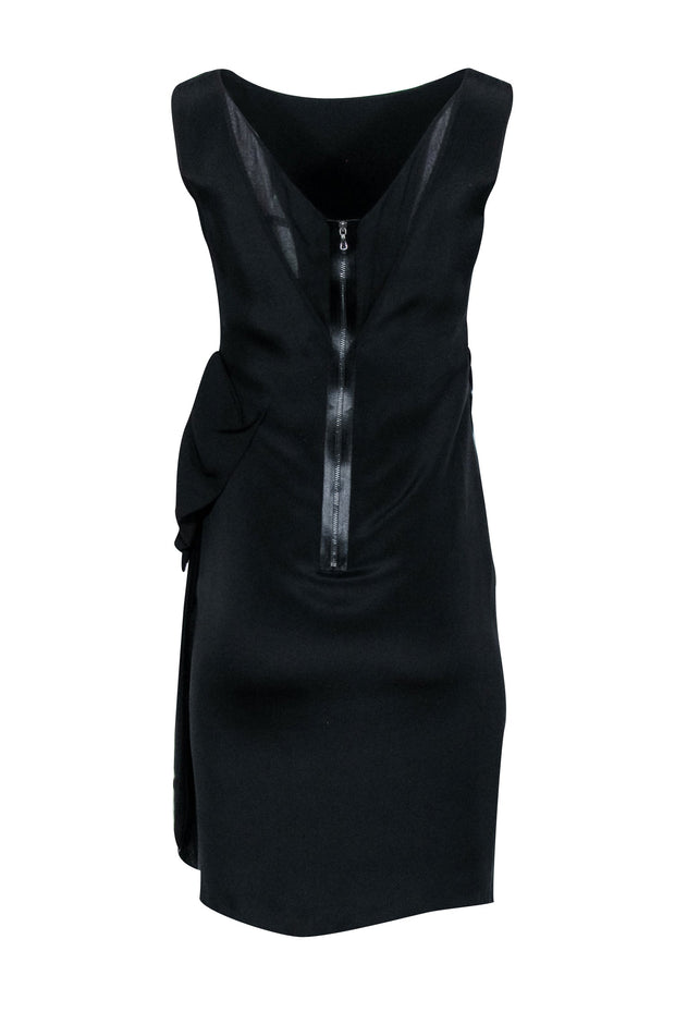 Current Boutique-Magaschoni - Black Silk Ruched Sleeveless Dress Sz 2