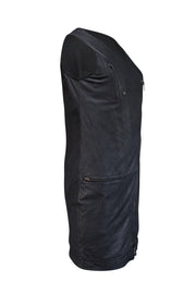 Current Boutique-Maison Martin Margiela - Black Goat Leather Moto Zip Dress Sz 6