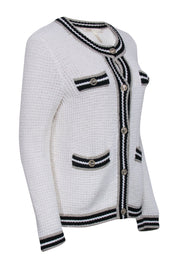 Current Boutique-Maje - White Knit Cardigan w/ Contrast Metallic Trim Sz 8