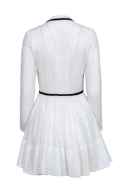 Current Boutique-Maje - Ivory Eyelet Lace Long Sleeve Button Bust Dress Sz 6