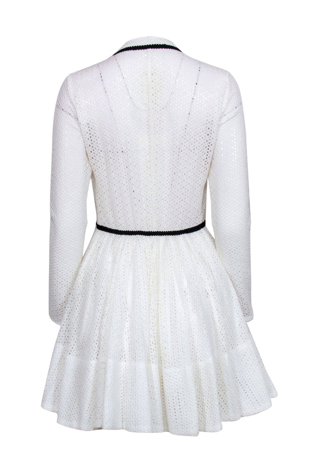 Current Boutique-Maje - Ivory Eyelet Lace Long Sleeve Button Bust Dress Sz 6