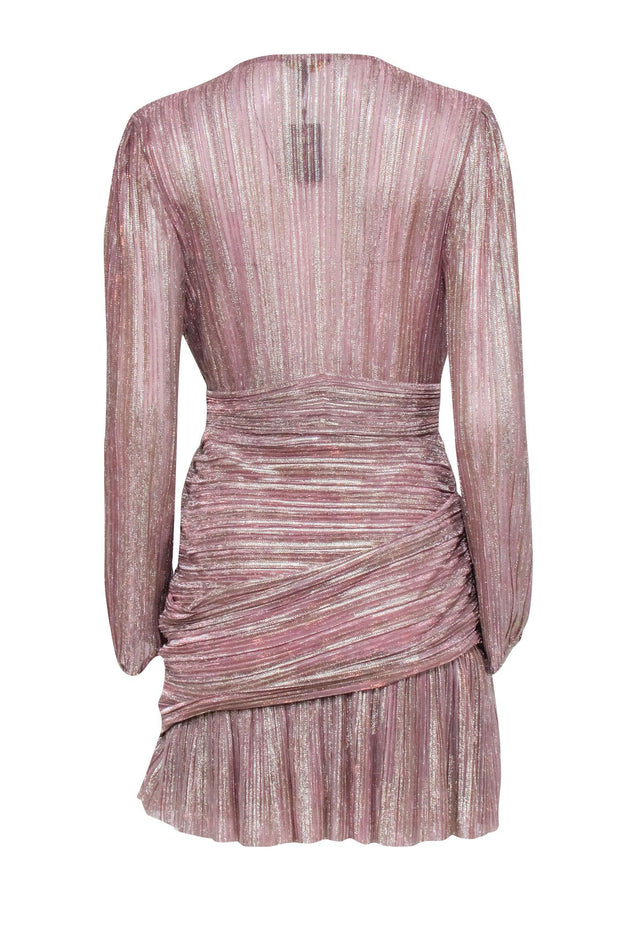 Current Boutique-Maje - Pink & Rose Gold Textured Mini Dress Sz 8