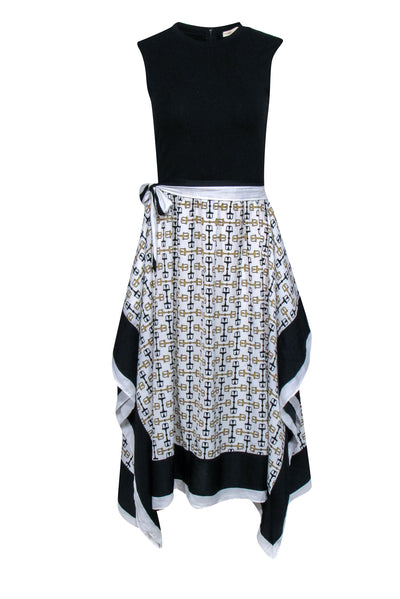 Current Boutique-Maje - Black, White, & Gold Horse Bit Print Dress Sz 4