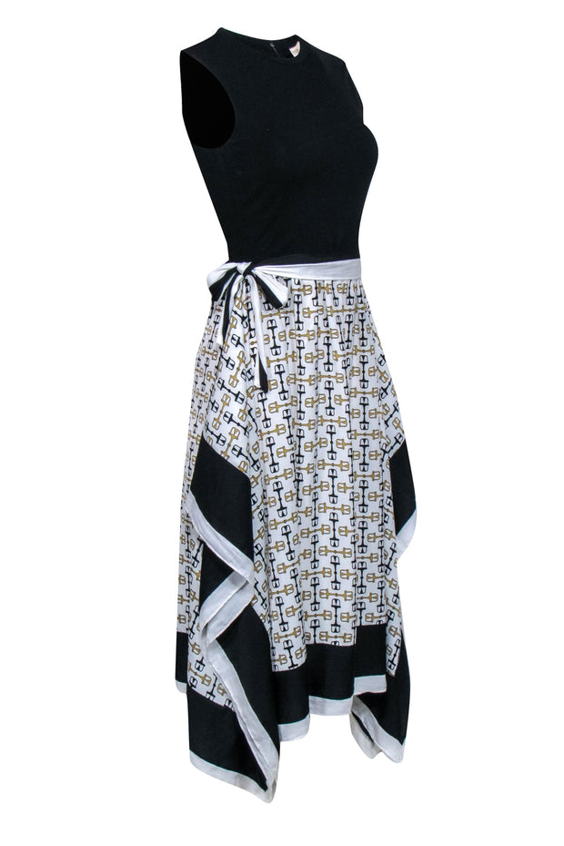 Current Boutique-Maje - Black, White, & Gold Horse Bit Print Dress Sz 4