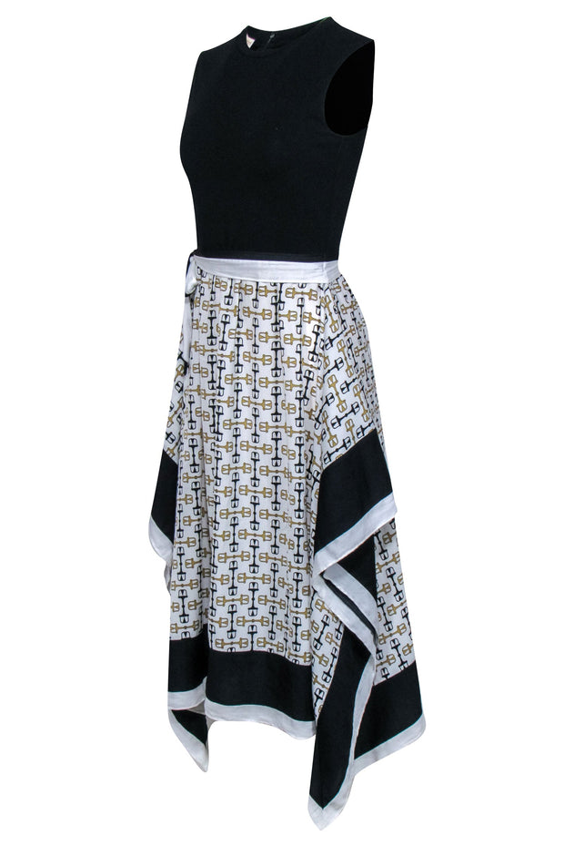 Current Boutique-Maje - Black, White, & Gold Horse Bit Print Dress Sz 4