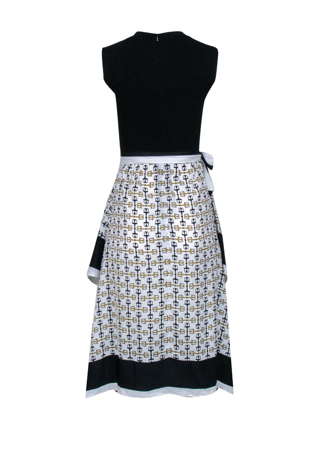 Current Boutique-Maje - Black, White, & Gold Horse Bit Print Dress Sz 4