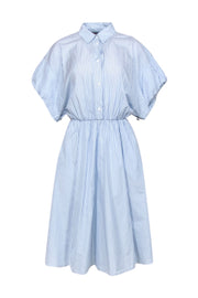 Current Boutique-Maje - Light Blue Striped Short Sleeve Shirt Dress Sz 6