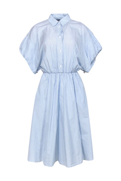 Current Boutique-Maje - Light Blue Striped Short Sleeve Shirt Dress Sz 6