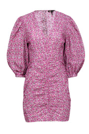 Current Boutique-Maje - Pink Floral Print Eyelet "Ryad" Balloon Sleeve Minidress Sz 6