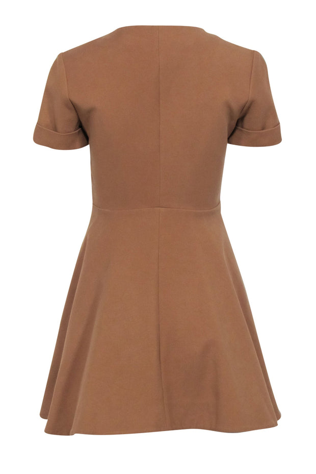 Current Boutique-Maje - Camel Fit & Flare Short Sleeve Mini Dress Sz M