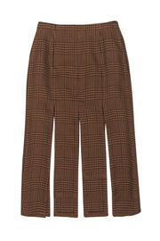 Current Boutique-Maje - Tan & Black Hound's-Tooth Plaid Open Pleat Skirt Sz 4
