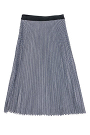 Current Boutique-Maje - Black, Purple, & White Hounds-Tooth Pleated Midi Skirt Sz L