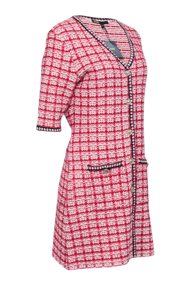 Current Boutique-Maje - Red & White Metallic Tweed Dress Sz XL