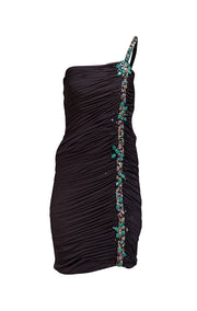 Mandalay - Black One Shoulder Beaded Detail Dress Sz 6 - Current Boutique