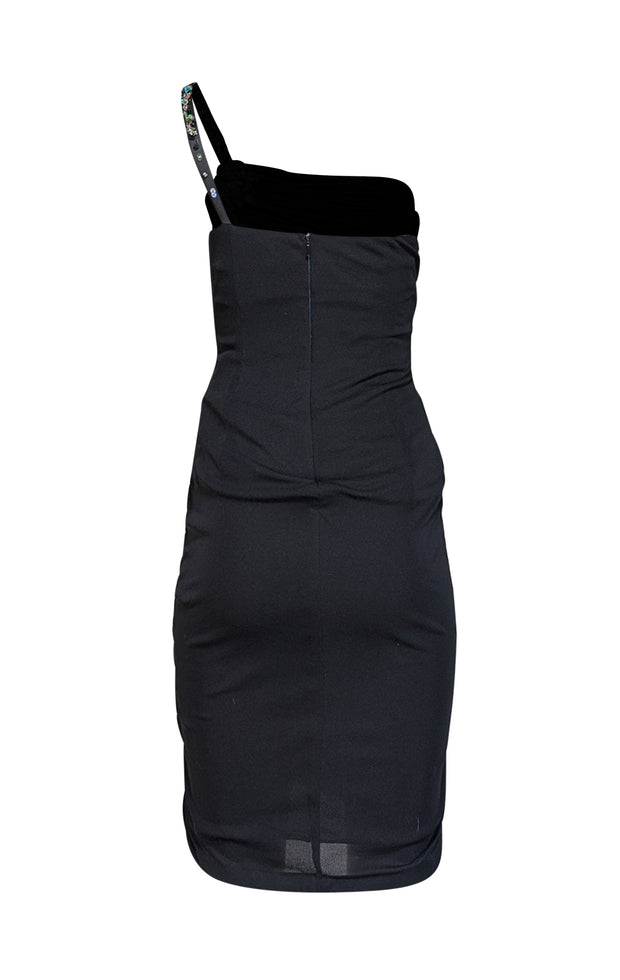 Mandalay - Black One Shoulder Beaded Detail Dress Sz 6 - Current Boutique