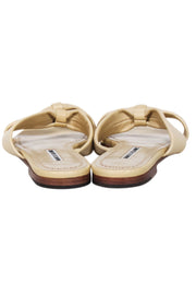 Current Boutique-Manolo Blahnik - Light Beige Nappa Leather "Pallera" Knotted Sandals Sz 7