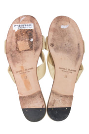 Current Boutique-Manolo Blahnik - Light Beige Nappa Leather "Pallera" Knotted Sandals Sz 7