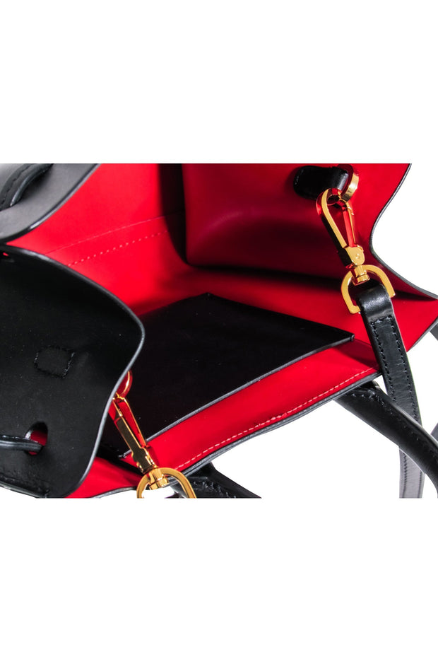 Current Boutique-Mansur Gavriel - Black Italian Vegetable Tanned Leather "Mini Mini Sun" Bag