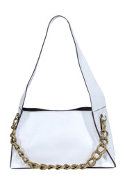 Current Boutique-Manu Atelier - White Calf Leather "Kesme" Shoulder Bag