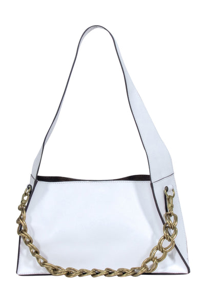 Current Boutique-Manu Atelier - White Calf Leather "Kesme" Shoulder Bag