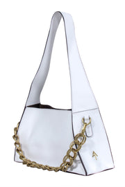 Current Boutique-Manu Atelier - White Calf Leather "Kesme" Shoulder Bag
