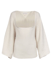 Current Boutique-Mara Hoffman - Cream Ribbed Square Neckline Sweater Sz L