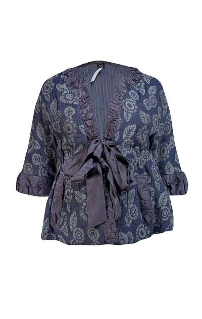 Marc by Marc Jacobs -  Navy Blue Floral print Blazer Sz 4 - Current Boutique