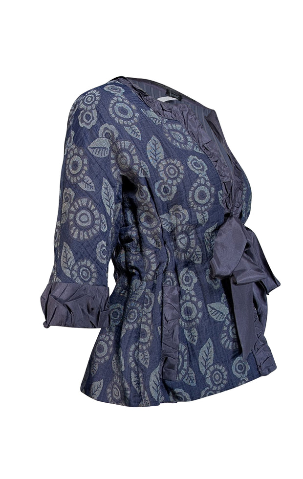 Marc by Marc Jacobs -  Navy Blue Floral print Blazer Sz 4 - Current Boutique
