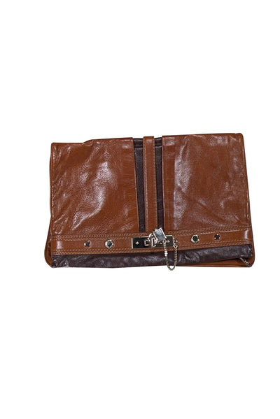 Current Boutique-Marc by Marc Jacobs - Brown Leather Lock Front Detail Clutch