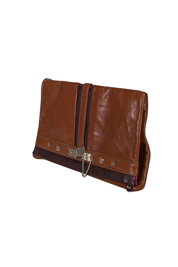 Current Boutique-Marc by Marc Jacobs - Brown Leather Lock Front Detail Clutch