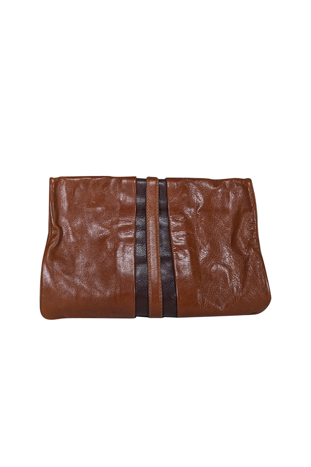 Current Boutique-Marc by Marc Jacobs - Brown Leather Lock Front Detail Clutch