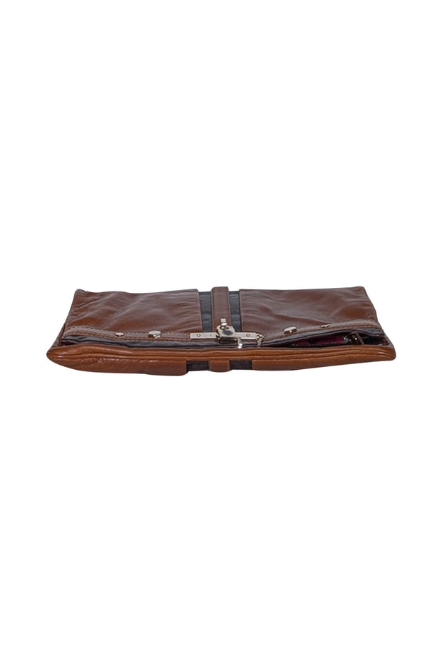 Current Boutique-Marc by Marc Jacobs - Brown Leather Lock Front Detail Clutch