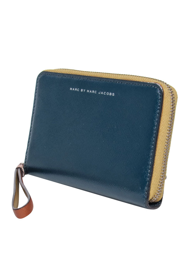Current Boutique-Marc by Marc Jacobs - Green & Brown Color-Block w/ Tan Trim Wristlet