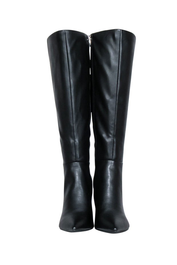 Current Boutique-Marc Fisher - Black Faux Leather Tall Heel Boots Sz 9.5