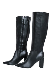Current Boutique-Marc Fisher - Black Faux Leather Tall Heel Boots Sz 9.5