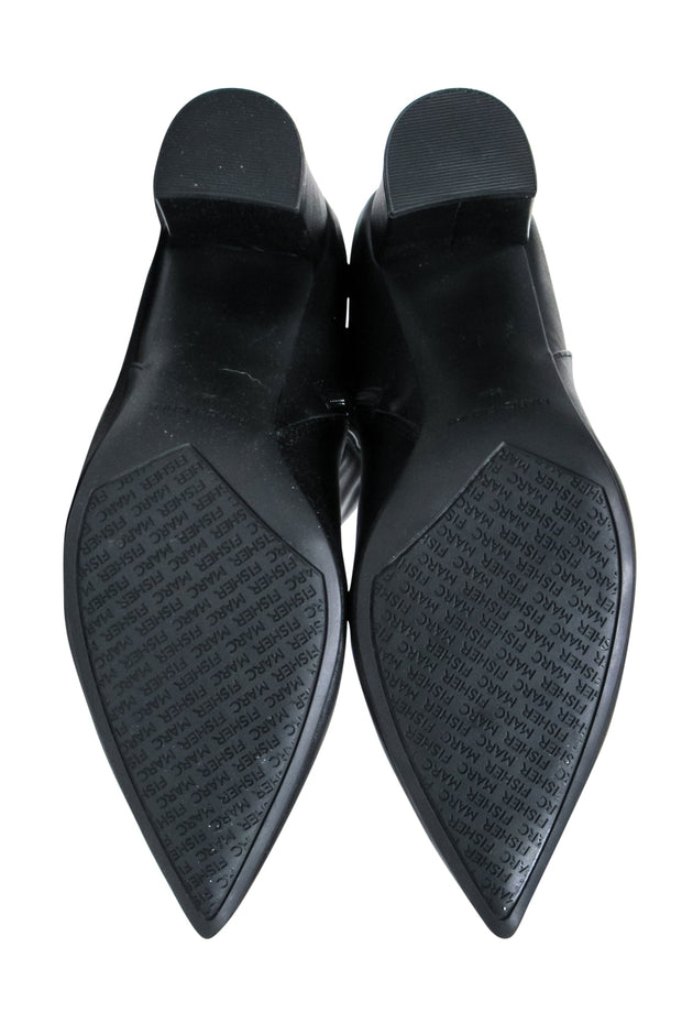 Current Boutique-Marc Fisher - Black Faux Leather Tall Heel Boots Sz 9.5